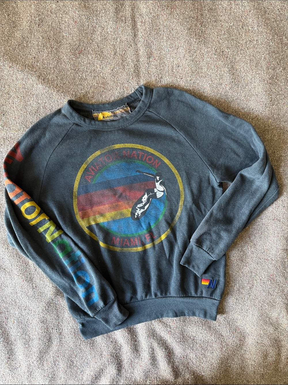 Aviator Nation Charcoal Crewneck Sweatshirt w/ Logo from Miami, FL (Size XS)